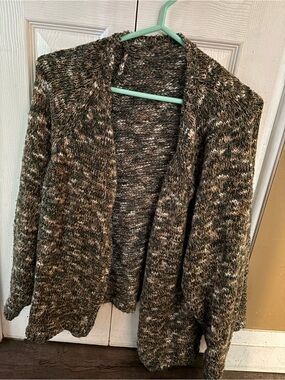 Open-Front Women’s Cardigan Sweater in Olive Mix